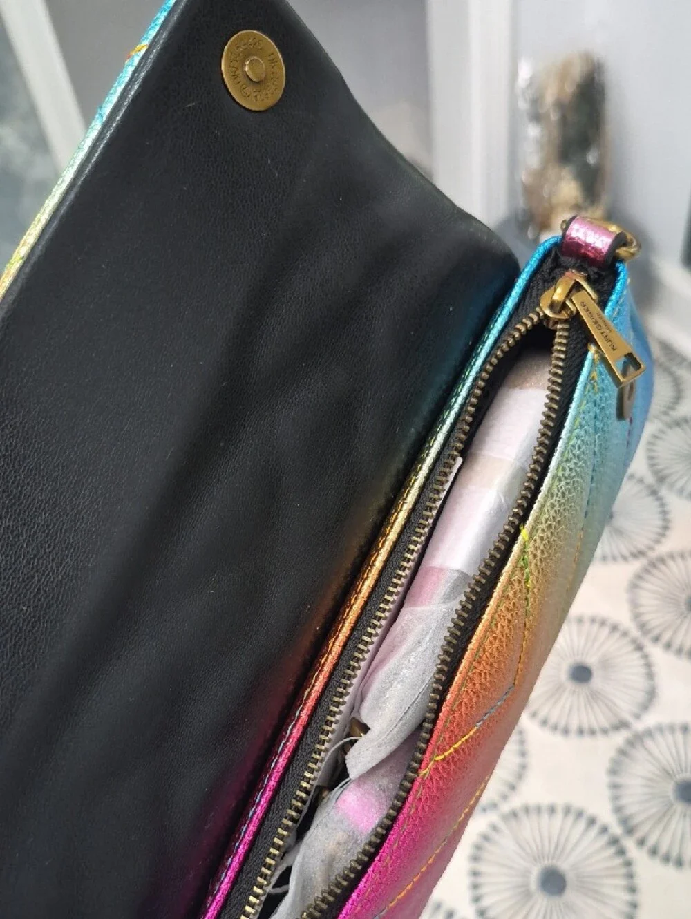 NWT Kurt Geiger 'Pickle' Leather Rainbow Convertible Bag